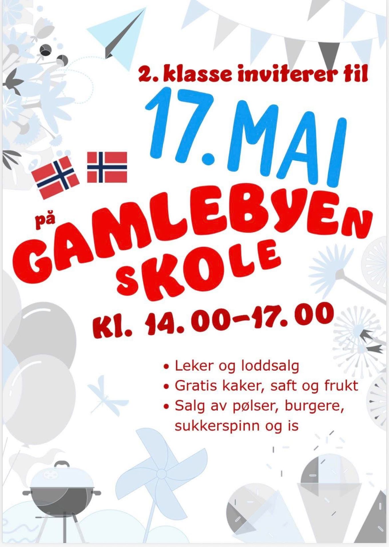 Plakat med invitasjon til 17. mai på skolen
